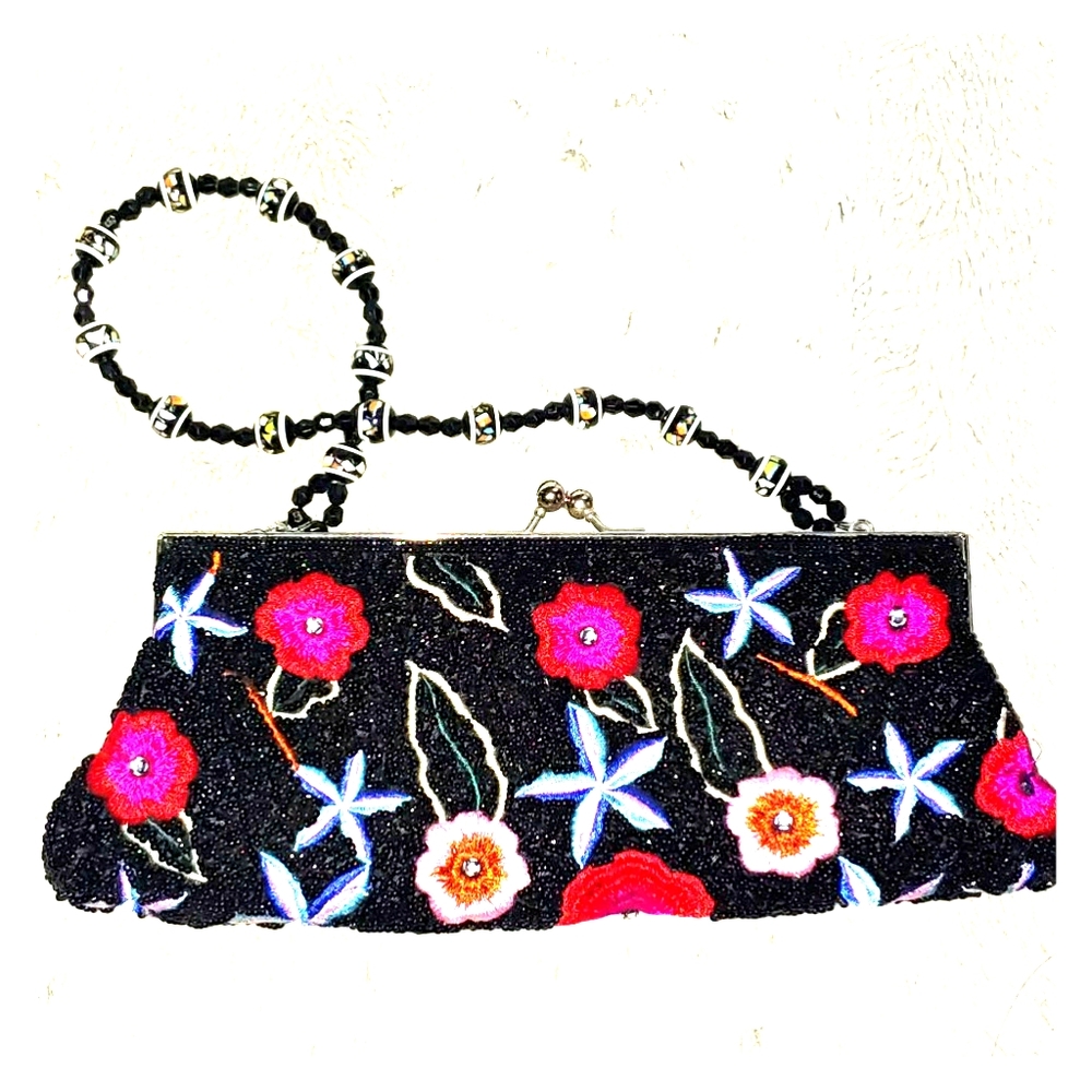Black Floral Clutch